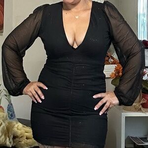 Elegant black casual long sleeve dress